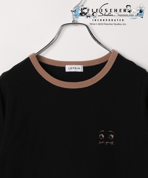 LEPSIM(レプシィム)の「【BETTY BOOP(TM)】プリントリンガーT 327016(Tシャツ/カットソー・レディース・ブラック/アイボリー・FREE)」の4枚目の写真