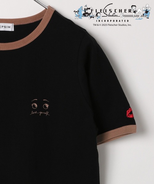LEPSIM(レプシィム)の「【BETTY BOOP(TM)】プリントリンガーT 327016(Tシャツ/カットソー・レディース・ブラック/アイボリー・FREE)」の5枚目の写真