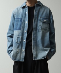 Art re A select（アトリエセレクト）の「10ozヘビーウェイトダメージリメイクデザインデニムシャツ（シャツ/ブラウス）」