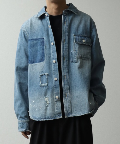 セール】10ozヘビーウェイトダメージリメイクデザインデニム
