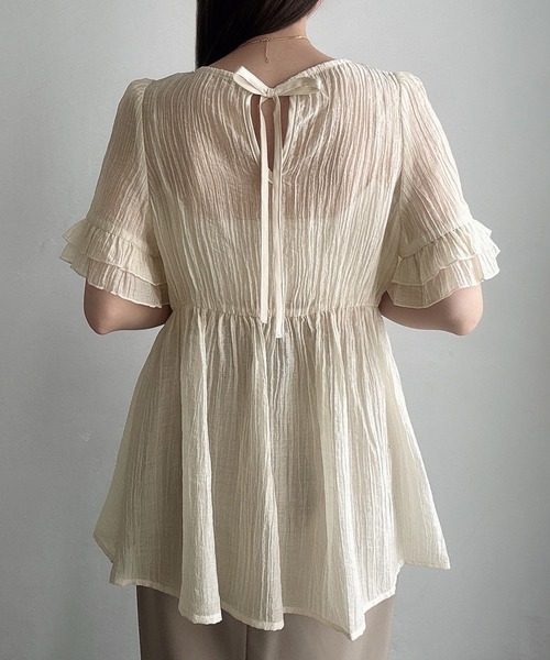 Meiru（メイル）の「シアーペプラムブラウス（シャツ/ブラウス・レディース・アイボリー/ブラック/ホワイト・LARGE/MEDIUM/SMALL）」の6枚目の写真