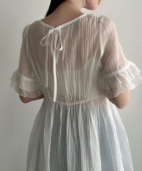 Meiru（メイル）の「シアーペプラムブラウス（シャツ/ブラウス・レディース・アイボリー/ブラック/ホワイト・LARGE/MEDIUM/SMALL）」の14枚目の写真