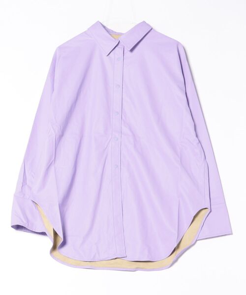 DURAS（デュラス）の「フェイクレザーシャツ（シャツ/ブラウス・レディース・オフホワイト/ブラック/パープル・SMALL/MEDIUM）」の8枚目の写真