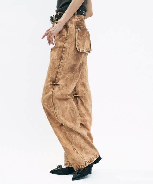 Clum(クルム)の「Vintage side tuck denim pants / ヴィンテージサイドタックデニムパンツ(デニムパンツ・レディース・ライトブラウン・MEDIUM/SMALL)」の5枚目の写真