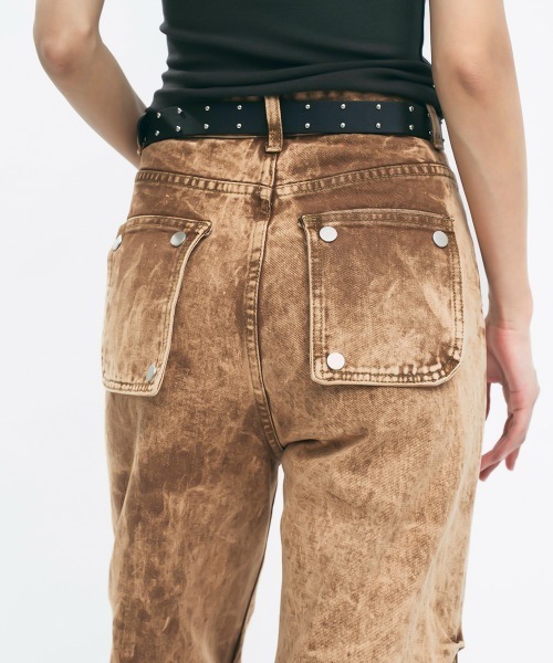 Clum(クルム)の「Vintage side tuck denim pants / ヴィンテージサイドタックデニムパンツ(デニムパンツ・レディース・ライトブラウン・MEDIUM/SMALL)」の8枚目の写真