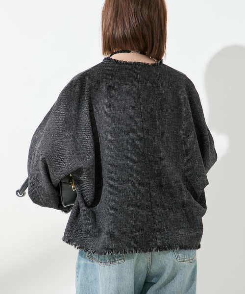 セール】《SP》TWEEDドルマンジャケット（ノーカラージャケット