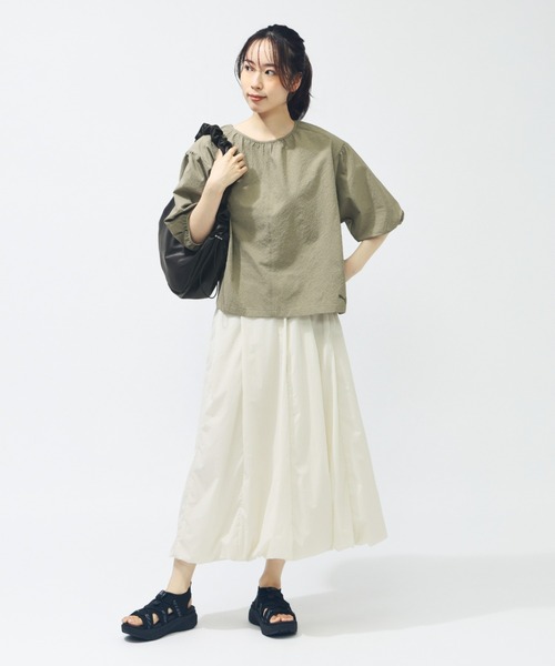 PUMA（プーマ）の「プーマ PUMA SUMMER SS シアサッカー Tシャツ（Tシャツ/カットソー・レディース・カーキ/ブラック・S/M/L/XL）」の13枚目の写真