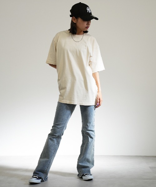 BASIS（ベイシス）の「ピグメント 無地 半袖 ユニセックス Tシャツ（Tシャツ/カットソー・レディース・ブラック/ナチュラル・LARGE/MEDIUM）」の5枚目の写真