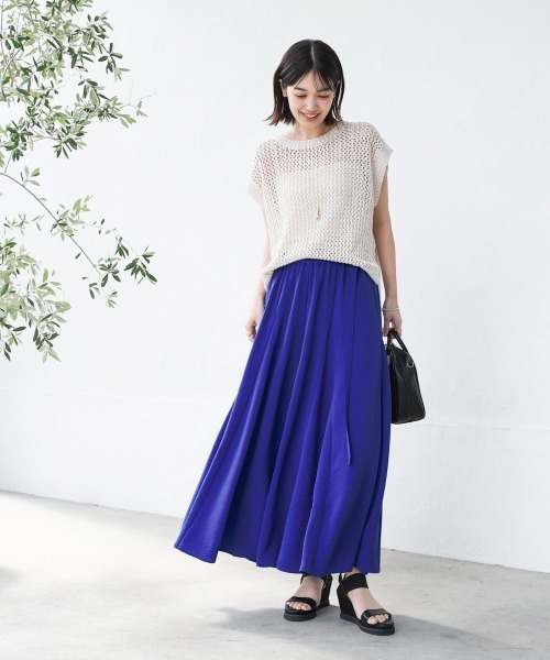 新品★Bou Jeloud 麻ライクポイントベルトパンツ ブルー セール】麻ライクポイントベルトパンツ（その他パンツ）｜Bou