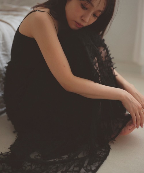 N WITH.（エヌウィズ）の「チュールキャミワンピース（ワンピース・レディース・ブラック/ホワイト・SMALL/MEDIUM）」の5枚目の写真