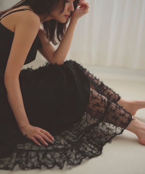 N WITH.（エヌウィズ）の「チュールキャミワンピース（ワンピース・レディース・ブラック/ホワイト・SMALL/MEDIUM）」の7枚目の写真