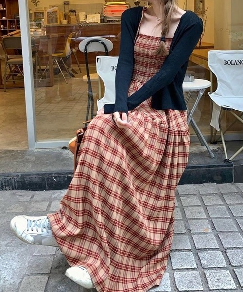 カレンソロジー チェックAラインワンピース ロングフレアワンピース カレンソロジー チェックAラインワンピース ロングフレア
