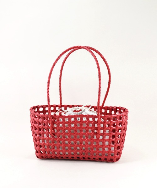 styiro（スタイロ）の「メッシュメルカドバッグ/巾着付き（かごバッグ・レディース・レッド/ベージュ/グリーン/ブラック・FREE）」の6枚目の写真