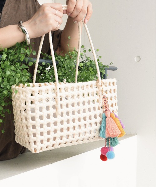 styiro（スタイロ）の「メッシュメルカドバッグ/巾着付き（かごバッグ・レディース・レッド/ベージュ/グリーン/ブラック・FREE）」の21枚目の写真