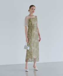 Leja（レジャ）の「【LEJA】アシンメトリーシアーフラワードレスワンピース美脚効果結婚式 パーティードレス 成人式 二次会 同窓会 お呼ばれ オケージョン 20代 30代（ドレス）」