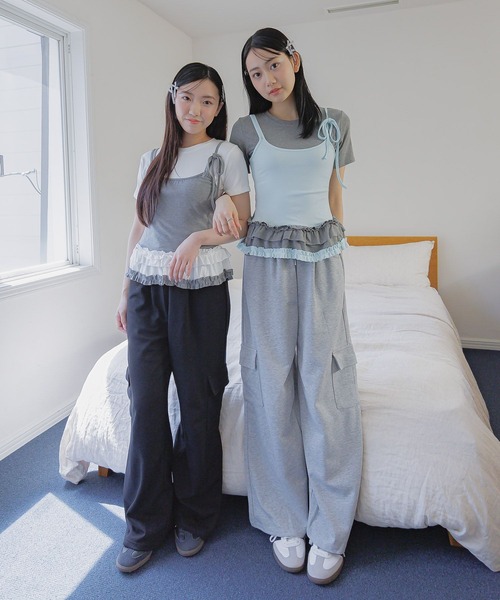 3.3 Field Trip （3.3フィールドトリップ）の「3.3 Field Trip／スウェットカーゴパンツ（カーゴパンツ・レディース・ブラック/グレー・FREE）」の3枚目の写真