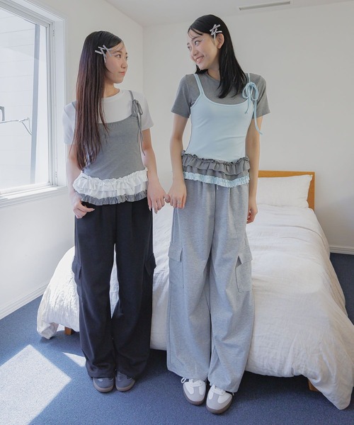 3.3 Field Trip （3.3フィールドトリップ）の「3.3 Field Trip／スウェットカーゴパンツ（カーゴパンツ・レディース・ブラック/グレー・FREE）」の4枚目の写真