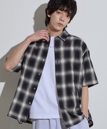 【SLICK/スリック】Ombre Check Drawstring Shirt / オンブレチェックドローストリングシャツ/ オーバーサイズ