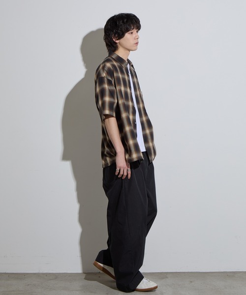 SLICK(スリック)の「【SLICK/スリック】Ombre Check Drawstring Shirt / オンブレチェックドローストリングシャツ/ オーバーサイズ(シャツ/ブラウス・メンズ・ブラック/ブラウン・1/2/3)」の12枚目の写真
