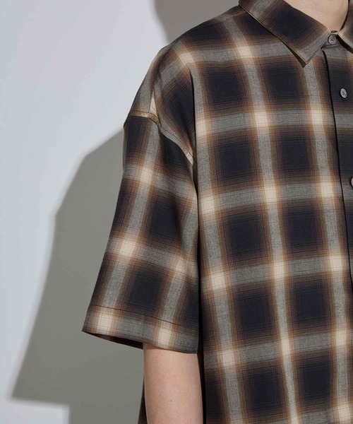 SLICK/スリック】Ombre Check Drawstring Shirt / オンブレ