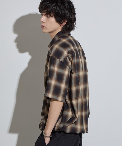 セール】【SLICK/スリック】Ombre Check Drawstring Shirt