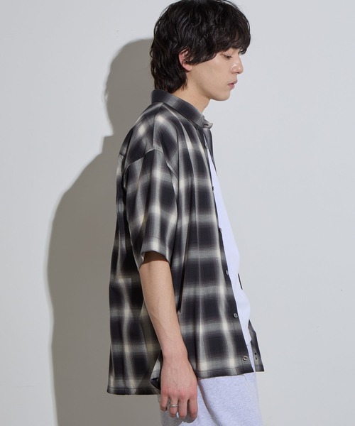 SLICK/スリック】Ombre Check Drawstring Shirt / オンブレ