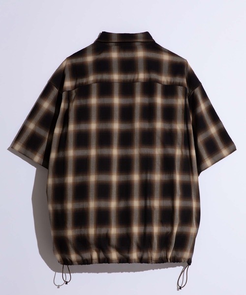 SLICK(スリック)の「【SLICK/スリック】Ombre Check Drawstring Shirt / オンブレチェックドローストリングシャツ/ オーバーサイズ(シャツ/ブラウス・メンズ・ブラック/ブラウン・1/2/3)」の3枚目の写真
