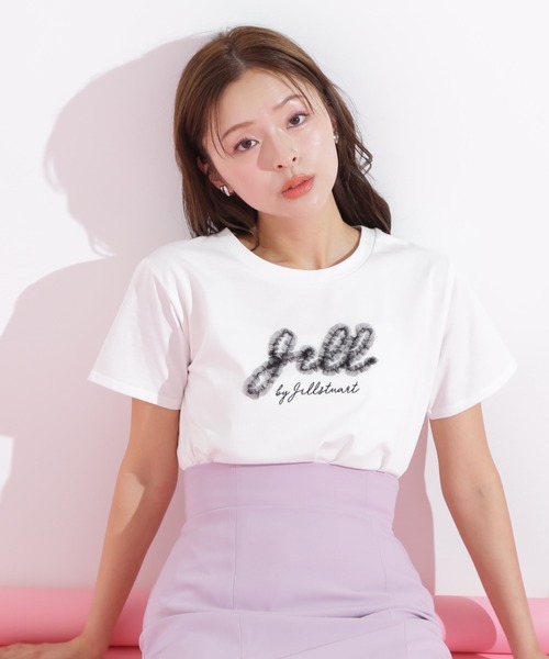 JILL by JILL STUART(ジルバイジルスチュアート)の「◇チュールフリルロゴTシャツ(Tシャツ/カットソー・レディース・ホワイト/ブラック・FREE)」の6枚目の写真