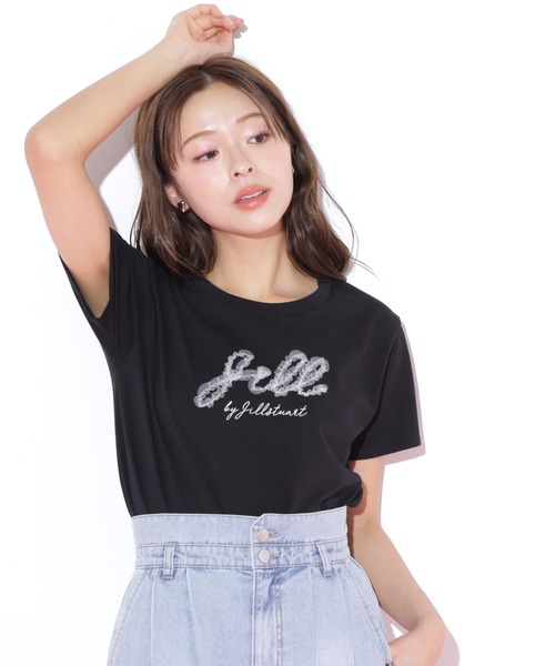 JILL by JILL STUART(ジルバイジルスチュアート)の「◇チュールフリルロゴTシャツ(Tシャツ/カットソー・レディース・ホワイト/ブラック・FREE)」の3枚目の写真