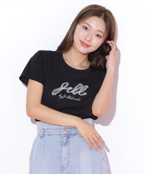 JILL by JILL STUART(ジルバイジルスチュアート)の「◇チュールフリルロゴTシャツ(Tシャツ/カットソー・レディース・ホワイト/ブラック・FREE)」の4枚目の写真