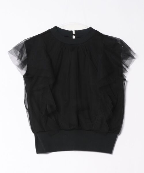 12Twelve Agenda（トゥエルブ　アジェンダ）の「チュールフリルスリーブインナー付プルオーバー（Tシャツ/カットソー・レディース・アイボリー/ブラック/チャコールグレー・M）」の2枚目の写真