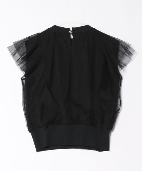 tシャツ チュールフリルスリーブインナー付プルオーバー レディース セール】チュールフリルスリーブインナー付プルオーバー（T