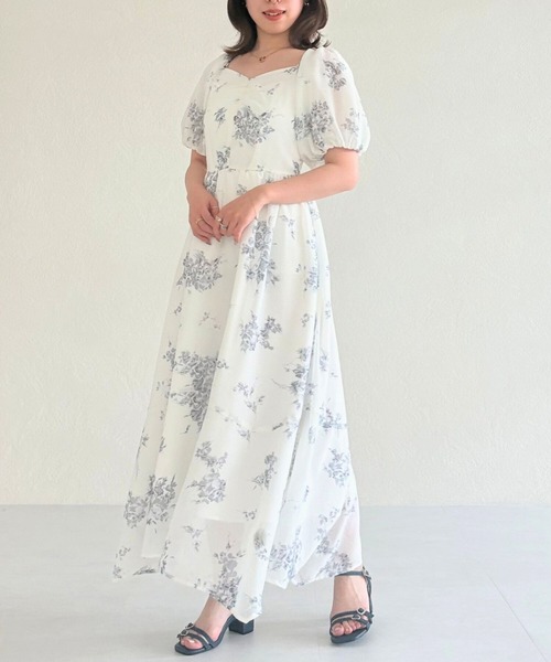 I*i様 透明感花柄シアーワンピース セール】2025春夏新作 花柄オフショルシアーワンピース