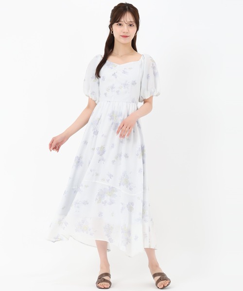 31 Sons de mode（トランテアン　ソン　ドゥ　モード）の「花柄オフショルシアーワンピース（ワンピース・レディース・オフホワイト/クリーム/サックスブルー・S/M）」の19枚目の写真