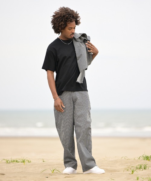 #Re:room（リルーム）の「ヒッコリーペインターワイドデニムパンツ（デニムパンツ・メンズ・ブルー/ブラック・MEDIUM/LARGE/SMALL）」の19枚目の写真