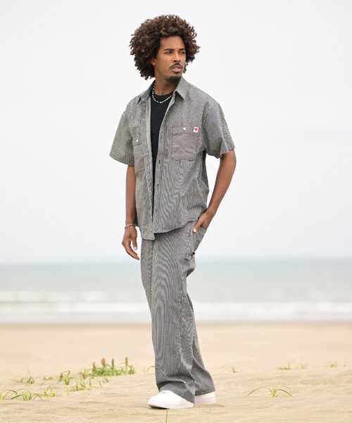 #Re:room（リルーム）の「ヒッコリーペインターワイドデニムパンツ（デニムパンツ・メンズ・ブルー/ブラック・MEDIUM/LARGE/SMALL）」の16枚目の写真