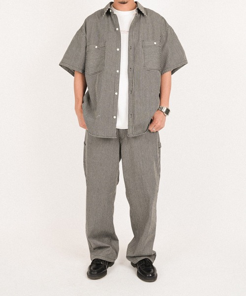 #Re:room（リルーム）の「ヒッコリーペインターワイドデニムパンツ（デニムパンツ・メンズ・ブルー/ブラック・MEDIUM/LARGE/SMALL）」の14枚目の写真