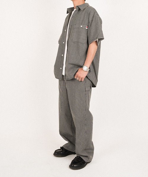 #Re:room（リルーム）の「ヒッコリーペインターワイドデニムパンツ（デニムパンツ・メンズ・ブルー/ブラック・MEDIUM/LARGE/SMALL）」の13枚目の写真