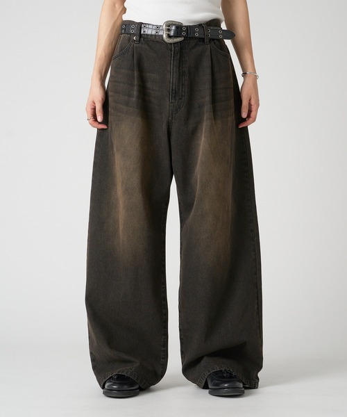 セール】ASSORTED TUCK BAGGY DENIM PANTS／アソートタックバギー