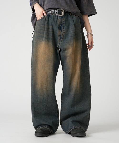 美品 marjour TUCK DENIM タックデニムパンツ 濃紺 ワイド M TUCK DENIM（デニムパンツ）｜marjour（マージュール）の