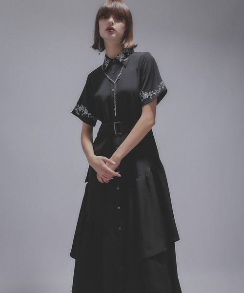 HARE（ハレ）の「アシメフリルシシュウワンピース(HARE)（ワンピース