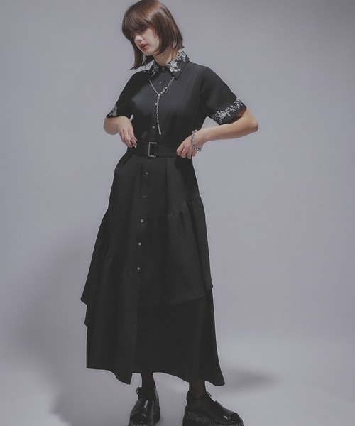 【HARE】vintage シシュウワンピース HARE vintageシシュウワンピース ブラック - メルカリ