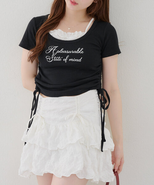 Another Branch olive des olive（アナザーブランチオリーブデオリーブ）の「【新色登場！】【@re.__mi23セレクト】ドロストドッキングT（Tシャツ/カットソー・レディース・アイボリー/ブラック/サックスブルー/ブラウン/ドット/ブラック系その他・FREE）」の13枚目の写真