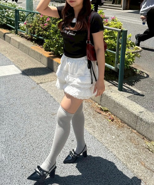 Another Branch olive des olive（アナザーブランチオリーブデオリーブ）の「【新色登場！】【@re.__mi23セレクト】ドロストドッキングT（Tシャツ/カットソー・レディース・アイボリー/ブラック/サックスブルー/ブラウン/ドット/ブラック系その他・FREE）」の8枚目の写真