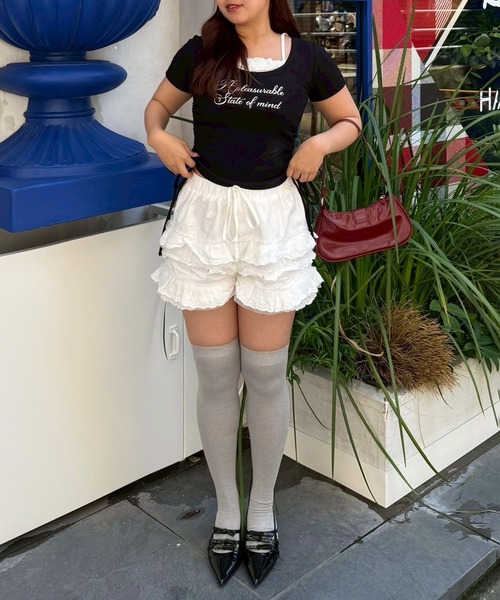 Another Branch olive des olive（アナザーブランチオリーブデオリーブ）の「【新色登場！】【@re.__mi23セレクト】ドロストドッキングT（Tシャツ/カットソー・レディース・アイボリー/ブラック/サックスブルー/ブラウン/ドット/ブラック系その他・FREE）」の9枚目の写真