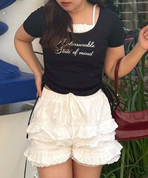 Another Branch olive des olive（アナザーブランチオリーブデオリーブ）の「【新色登場！】【@re.__mi23セレクト】ドロストドッキングT（Tシャツ/カットソー・レディース・アイボリー/ブラック/サックスブルー/ブラウン/ドット/ブラック系その他・FREE）」の7枚目の写真