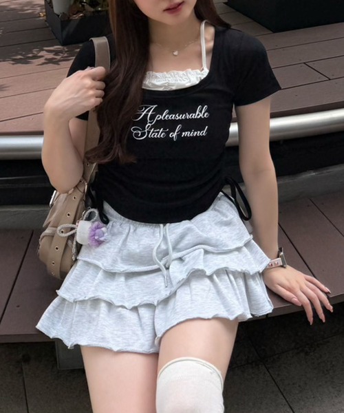 Another Branch olive des olive（アナザーブランチオリーブデオリーブ）の「【新色登場！】【@re.__mi23セレクト】ドロストドッキングT（Tシャツ/カットソー・レディース・アイボリー/ブラック/サックスブルー/ブラウン/ドット/ブラック系その他・FREE）」の14枚目の写真