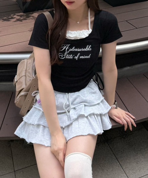 Another Branch olive des olive（アナザーブランチオリーブデオリーブ）の「【新色登場！】【@re.__mi23セレクト】ドロストドッキングT（Tシャツ/カットソー・レディース・アイボリー/ブラック/サックスブルー/ブラウン/ドット/ブラック系その他・FREE）」の16枚目の写真