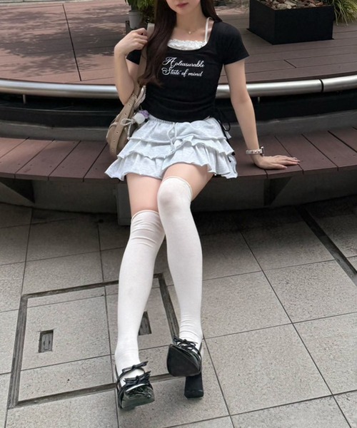 Another Branch olive des olive（アナザーブランチオリーブデオリーブ）の「【新色登場！】【@re.__mi23セレクト】ドロストドッキングT（Tシャツ/カットソー・レディース・アイボリー/ブラック/サックスブルー/ブラウン/ドット/ブラック系その他・FREE）」の15枚目の写真