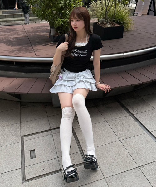 Another Branch olive des olive（アナザーブランチオリーブデオリーブ）の「【新色登場！】【@re.__mi23セレクト】ドロストドッキングT（Tシャツ/カットソー・レディース・アイボリー/ブラック/サックスブルー/ブラウン/ドット/ブラック系その他・FREE）」の17枚目の写真